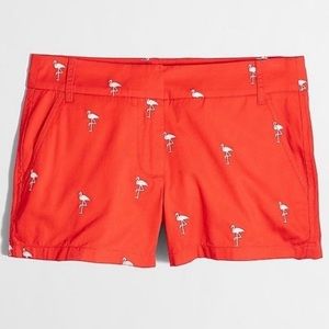 J Crew Women’s Shorts Chino Broke In Flamingo Embroidered Red Orange 8